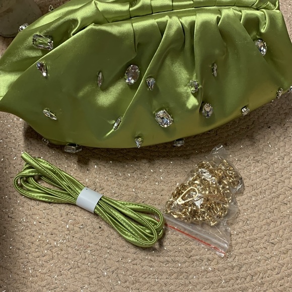 Anthropologie Maeve Frank’s clutch purse new green 2 straps - Picture 6 of 10